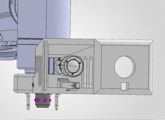 Open view of the master plate showing the camera, actuator and mechanical lock inside.