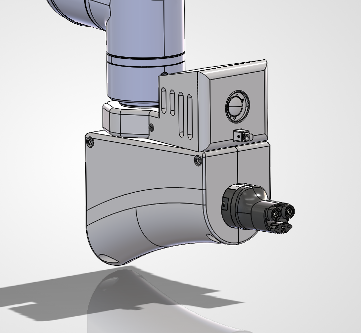 Render of the charging end effector, master plate and tool plate locked together.