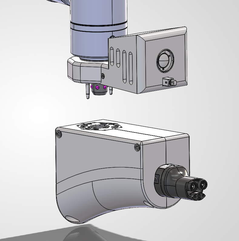 Render of the master plate and tool plate separated from each other.